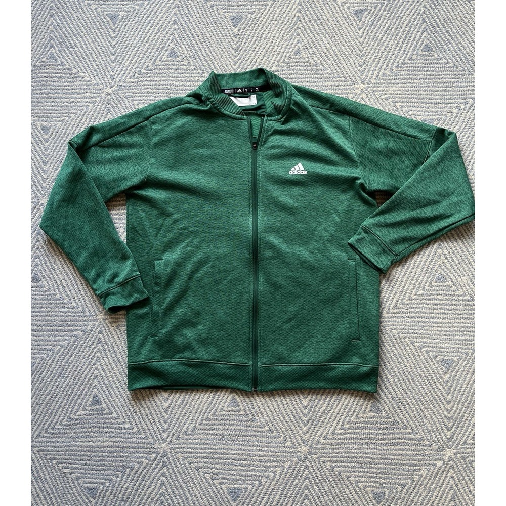 Adidas Full-Zip Polyester Track Jacket - Green/Wh… - image 1